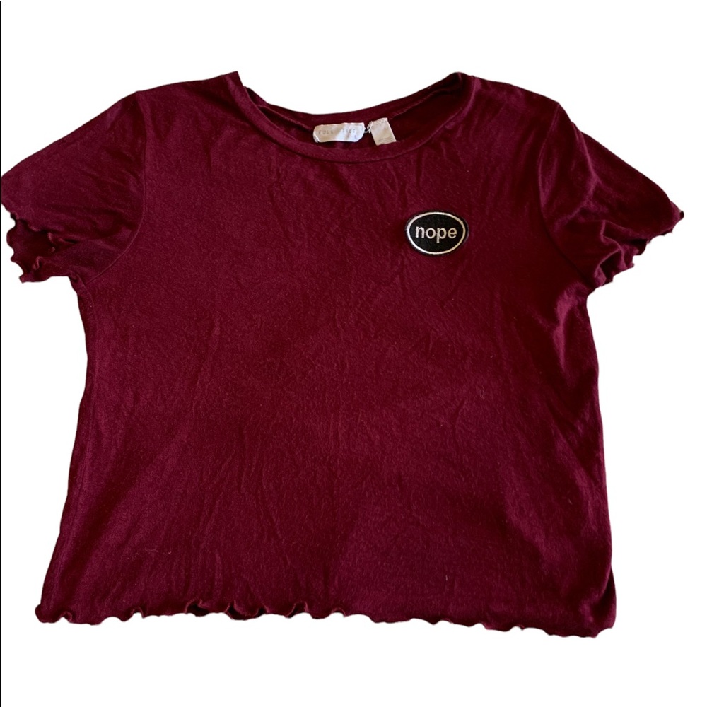 Full Tilt Top Burgundy Cropped T-Shirt Says “Nope” Size Small